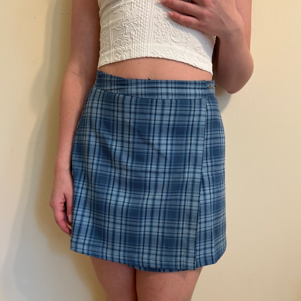 Brandy Melville Blue Plaid Mini Skirt